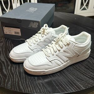 New Balance 480 Sneakers - All White, Size 12